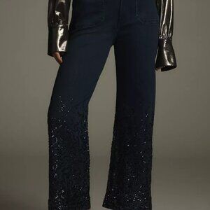 Maeve The Colette Cropped High-Rise Wide-Leg Jean Sparkle Edition